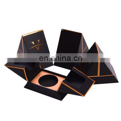 customized shape pointed end triangle wholesale paper box with color print for perfume bottle cosmetic gift packaging