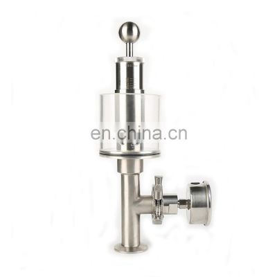 Sanitary Air Pressure Relief Valve Exhaust Air Release Valve With Pressure Gauge