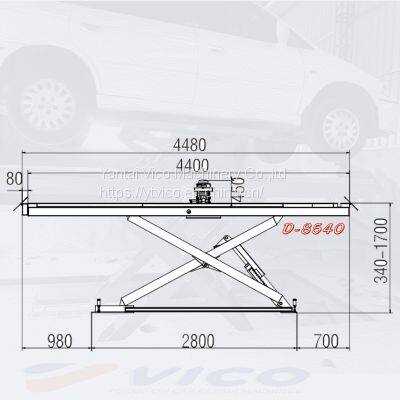 Dual Trolley/ In-Ground Pulley Hydraulic Scissor Car Lift #V-JSD-8540 photo-3