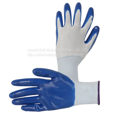 Nylon work Nitrile Gloves Polyester Shell Nitrile Coated Work Gloves