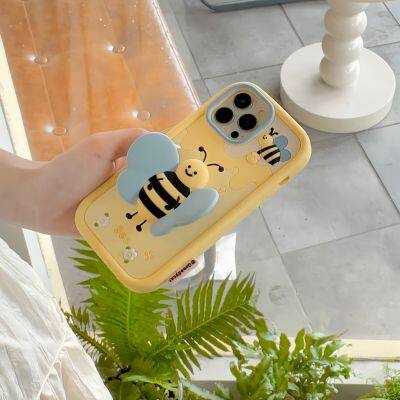 Cartoon Stereoscopic 3D Bee Stand Silicone Phone Case for Mobile Phone 15PRO MAX 14 13 12pro photo-4