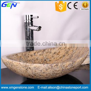 Wholesale Shape Natural Yellow Granite Bathroom Oval Wash Basins