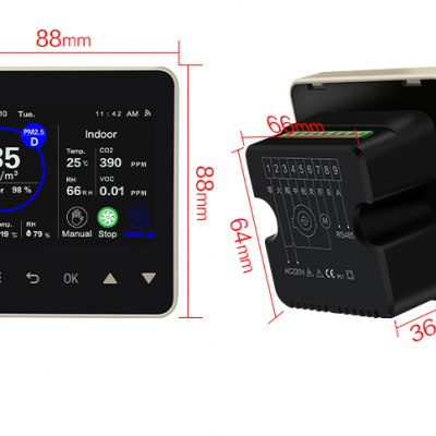 Smart LCD Color Screen VOC PM2.5 CO2 Temperature and Humidity Ventilation AC EC DC Fans HVAC Controllers photo-2