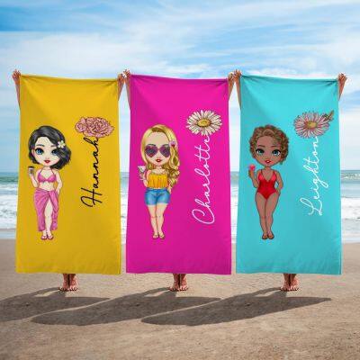 Personalized Beach Towels Custom Beach Towel for Adults Cartoon Quick Dry