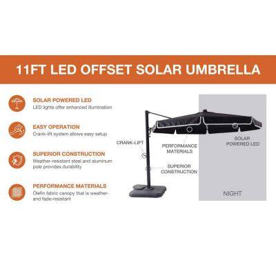 Offset 11FT Hanging Garden Umbrella UPF50+ Cantilever Polyester Crank Patio Outdoor OEM photo-5