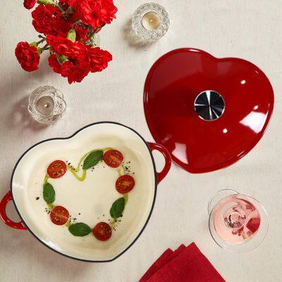 Giftware Supplier 3-Quart Enameled Cast Iron Heart Shaped Dutch Oven photo-3