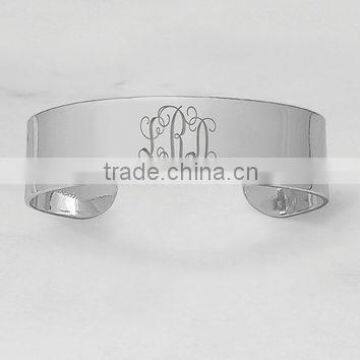 manufacturer supply customized Silver Monogram Bracelet Monogram Cuff Bracelet