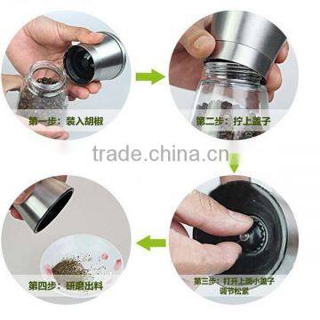 Amazon Manual Brushed Stainless Steel Salt and Pepper Mills Grinder Stunning Glass Body Pepper Grinder Long Bottle photo-6