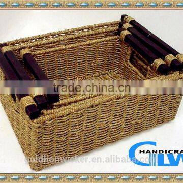 set of 3 beautiful and cheap seagrass baskets with handle