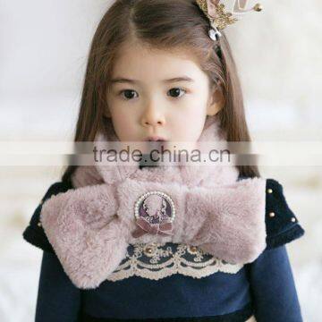 New Arrival Fashion Kids Children's Girl's Bowknot Berber Fleece Knitted Winter Neck Scarf