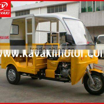 Guangzhou Electric/ Kick Start Three Wheel Passenger Tricycle/ Cart With Hard Covered