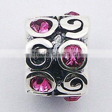 Austrian Crystals Twirls & Circles 925 Silver Cylinder Bead