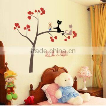 Cat On Tree Branch Wall Sticker Animals Cats Art Decal Kids Room Decor photo-2
