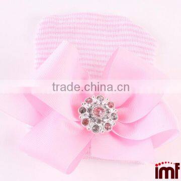 Baby Girl COMING HOME Hat,White Faux Pearl Bow Hospital Hat photo-5