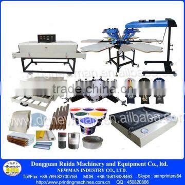 6 color manual hand press carousel plastisol screen printing machine all kits