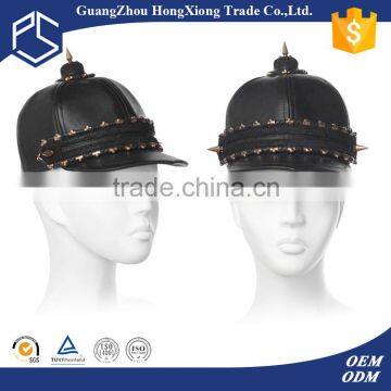 Wholesale fitted genuine leather spiked stud hats