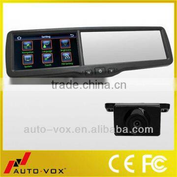 rear view mirror car gps with dvr, bluetooth reversing camera