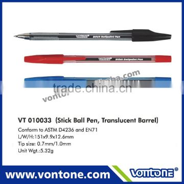 NON-MOQ stick ball pen translucent barrel