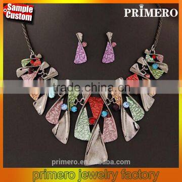 Party Style Lady Vivid Multicolor Geometry Alloy Jewelry Set Rhinestone Choker Necklace Earring