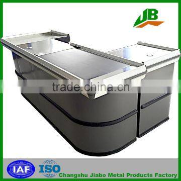 Supermarket Used Checkout Counter With Belt dark grey