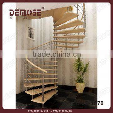 prefabricated stainless steel wood spiral stairs with cover