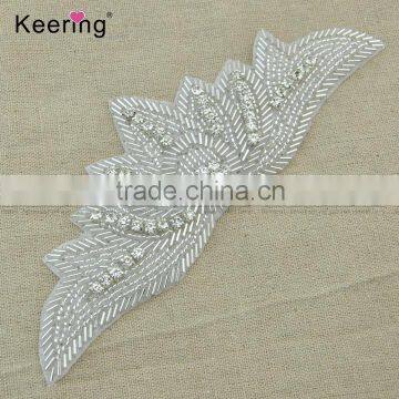 beaded iron on applique for bridal hand bag WRA-870