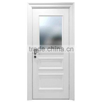 2015 New Design White Matte Lacquer Wood Veneer Interior Door with Glass