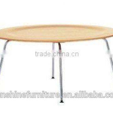 cheap modern round coffee table, stainless steel legs plywood wood coffee table for sale