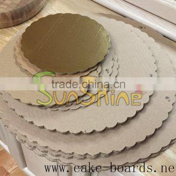 6" round gold silver corrugated glossy cake boards