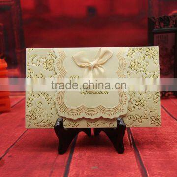 Discount scroll wedding party beige color wedding greeting card