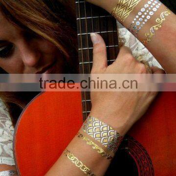 New Necklace Bracelets Tattoo Metal Silver Golden Temporary Tattoos Sticker For Adults photo-4