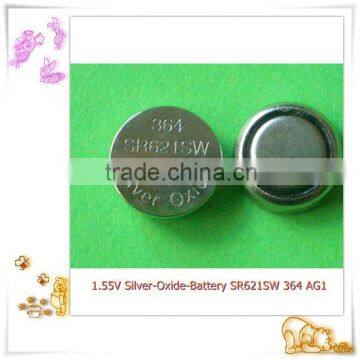 hot seller silver oxide button cell 1.55V SR621SW 364 watch batteries /Eunicell