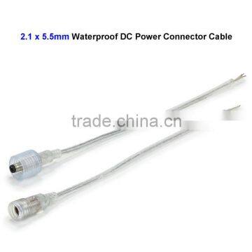 5.5*2.1mm Female & Male Transparent Waterproof DC Power Connector Wire Cable Cord For LED Strip