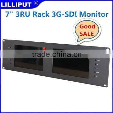 Dual 7" 3RU Rack Mount HDMI Monitor with Dual HD-SDI Modules and Loop-Through