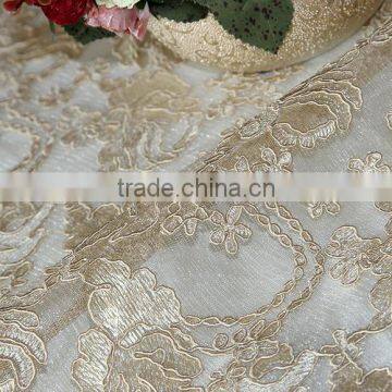 132" R CHAMPAGNE EMB TABLE CLOTH ON MESH photo-3