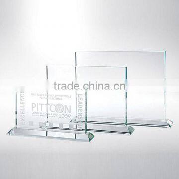 Blank optical glass rectangle award plaque for custom design