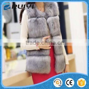 Ladies European fashion faux fur sleeveless waistcoat