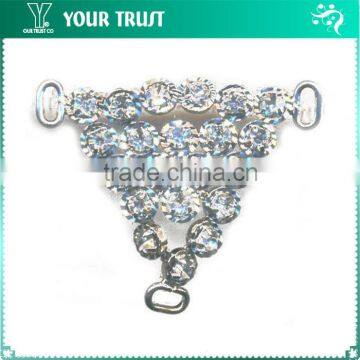 3MM Rhinestone Triangle Chain Connector Rhodium Metal Belt Buckle