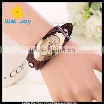 WJ-5282 genuine leather strap beautiful retro vogue simple charming quartz women hand watches