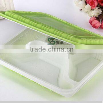 650ml green white 4 compartment folding rectangular disposable plastic food containers