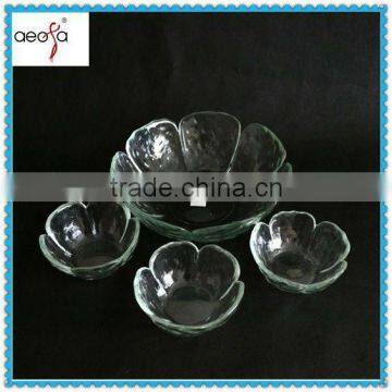 large flower shape clear fruit salad cheap glass salad bowls