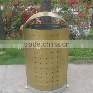 Metal and stone trash receptacle outdoor litter bin