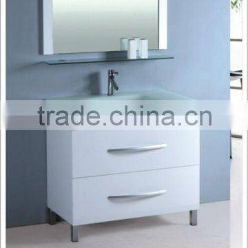 White Glass basin with MDF bathroom vanity