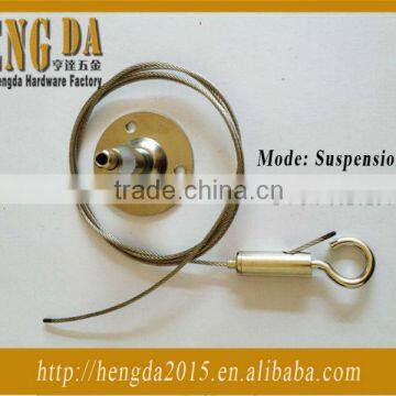 stainless steel cable with copper grippers and ceiling attachment for lights