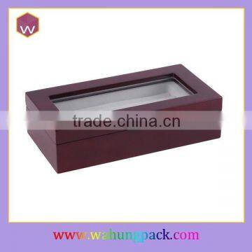 Lacquer wooden cufflink display box with window