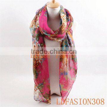 Fashion Women Long Print Soft Cotton Scarf Wrap Ladies Shawl Large soft flower voile scarf