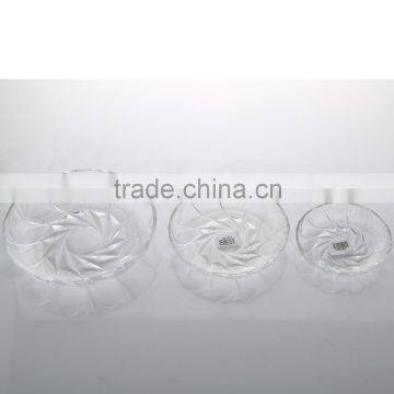 Clear Set 3 Hurricane Carving Round Glass Plate                        
                                                Quality Choice