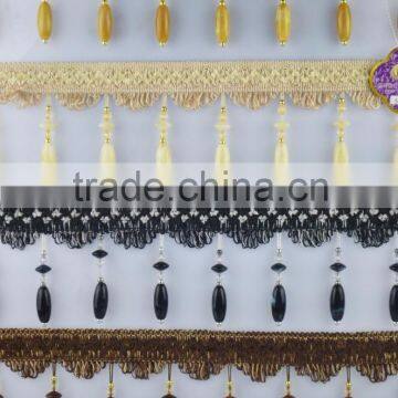 beaded fabric tassel fringe decorations,tassel fringe lace for curtain