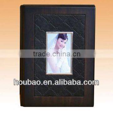 wholesale latest black wooden wedding photo album cover design