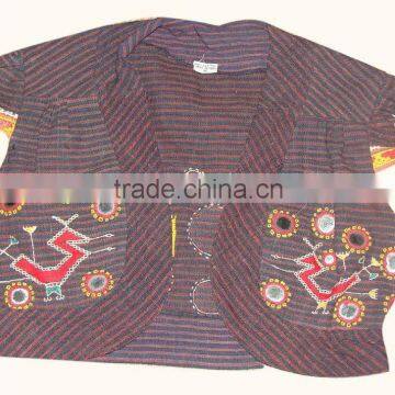 ethnic mirror work waste coat